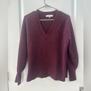 Loft size small women’s plum cozy v-neck sweater